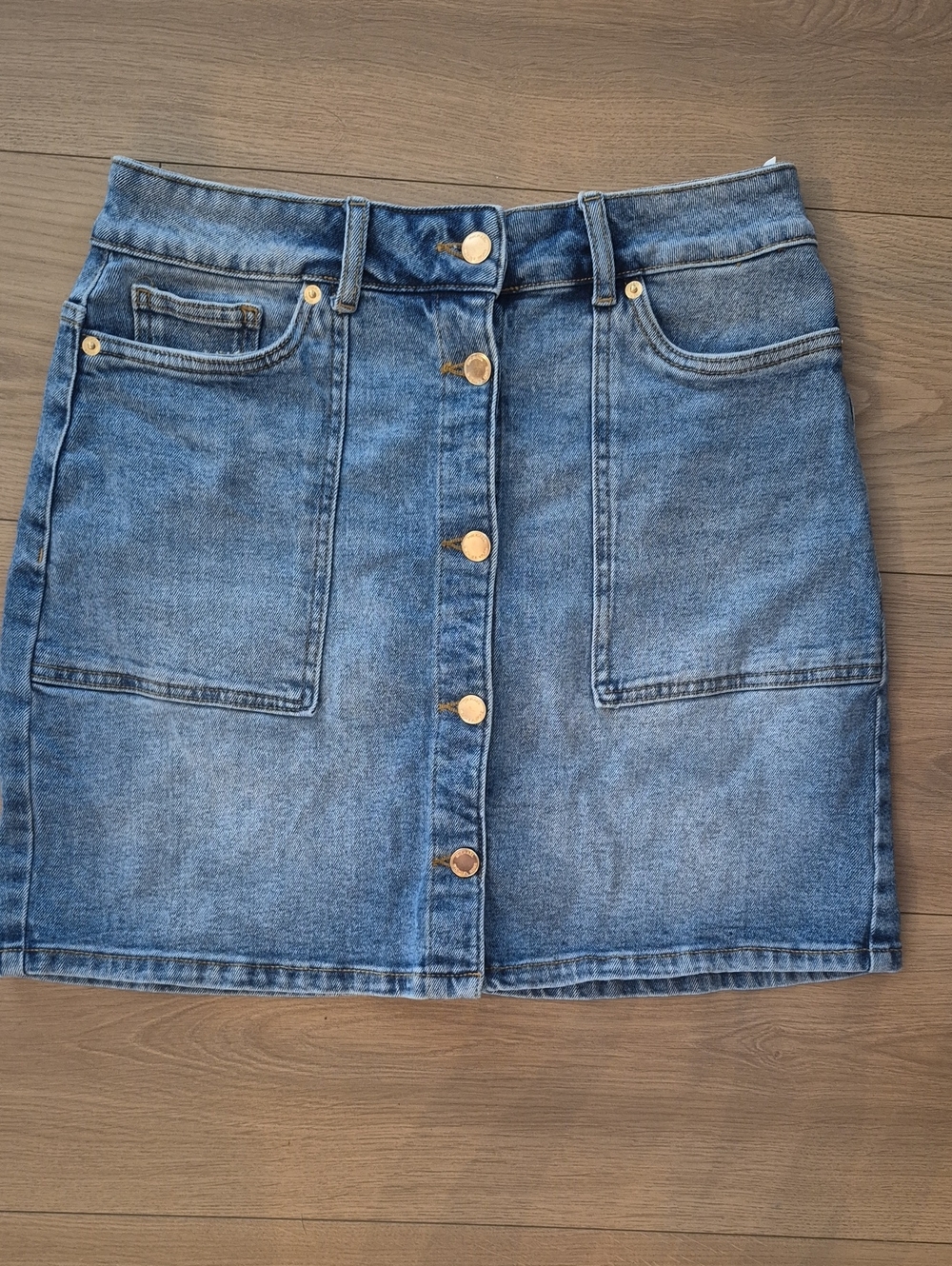 Michael Kors Medium Blue Button-Front Denim Mini Skirt